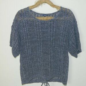 Splendid Sweater Blue Open Knit Crochet Small